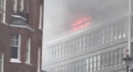 Huge fire rips through London tower block with flats engulfed in flames as 75 firefighters scrambled