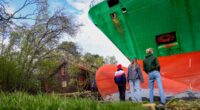 I woke to find a cargo ship in my garden – 440ft vessel crashed into my lawn but I didn’t realise until my doorbell rang