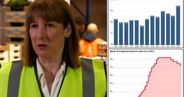 Inflation is so high, even Rachel Reeves's voice is going up: Chancellor suffers from technical gaffe as inflation surges to 3.5% - far higher than expected as Labour's economy spinsout of control