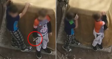Jaw-dropping moment New Mexico cops shoot at boys, aged seven and nine, after they refused to drop handgun