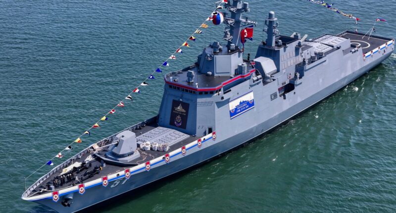 Kim Jong-un’s new flagship destroyer armed with nuclear missiles can’t even SAIL and has to be dragged around by tugs