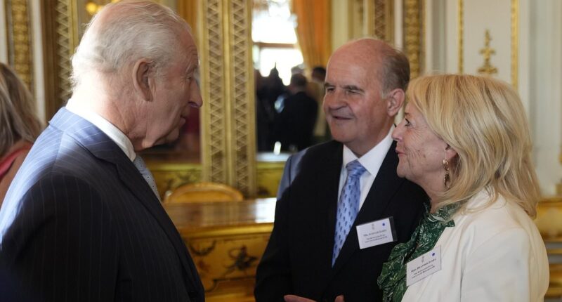 King Charles tells Dame Deborah James' family he is 'so sorry' he didn't meet the fierce campaigner as he celebrates people in the cancer 'community' at Buckingham Palace