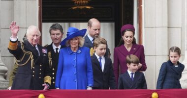 King, Queen, William and Kate honour selfless devotion of Britain's wartime heroes as they lead nation's VE Day celebrations - days after Harry's bombshell 'reconciliation' plea