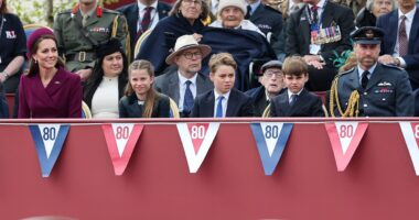 King, Queen, William and Kate honour selfless devotion of Britain's wartime heroes as they lead nation's VE Day celebrations - days after Harry's bombshell 'reconciliation' plea