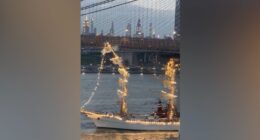 Massive sailing vessel collides with Brooklyn Bridge in dramatic NYC crash caught on camera