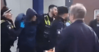Moment Hamburg knifewoman is arrested after launching frenzied rampage at train station leaving at least 18 injured
