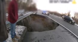 New Jersey sinkhole: Video shows moments after massive sinkhole opens up on I-80 in Wharton, NJ