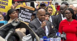 Newark mayor caught in hot mic moment making vulgar comment about Trump official while in court over arrest at ICE detention center