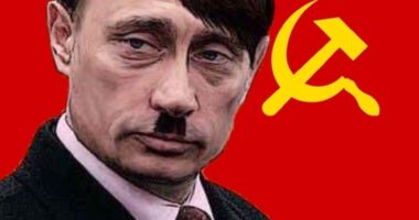 Pics Putin DOESN’T want you to see: Russia bans depictions of Kremlin tyrant as Adolf Hitler amid crackdown on dissent