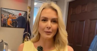 Press sec Karoline Leavitt praised as a ‘boss’ over controversial video as she runs into anti-Trump actor at White House