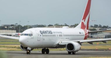 A Qantas Boeing 737-800 at Sydney Airport.