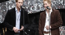 Prince William and Prince Harry speak on stage at the Concert for Diana on July 1, 2007