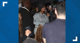 Rihanna debuts baby bump during Met Gala