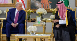 Saudi crown prince welcomes Trump to kingdom as US leader begins four-day Middle East tour