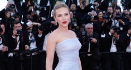 Scarlett Johansson looks elegant in a strapless baby blue gown she joins glamorous Eva Herzigova, Elsa Hosk and Toni Garrn at Cannes Film Festival's A Private Life premiere