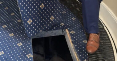 Secret tunnel under US Capitol with creepy staircase beneath floor panel revealed – but viewers are distracted by detail