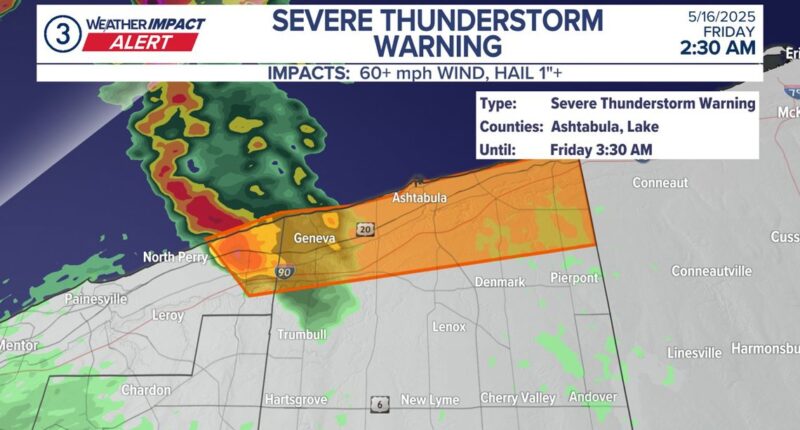 Severe thunderstorm warning ends for portions of Ashtabula, Lake counties