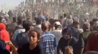 Shocking moment thousands of Gazans overrun US-backed aid site hours after it opens as ‘shots fired to disperse crowd’