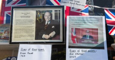 Shopkeeper is 'gobsmacked' after picture of Enoch Powell in her window is recorded by police as 'non-crime hate incident'