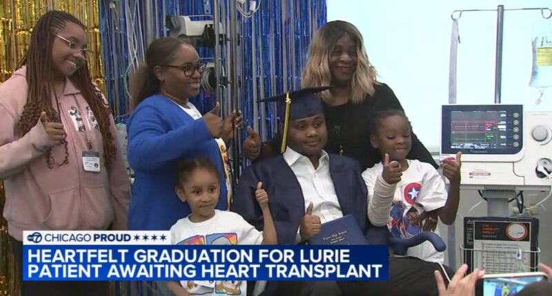 Taevion Norris with Duchenne muscular dystrophy graduates West Leyden High while awaiting heart transplant at Lurie Children's