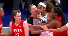 Tempers flare between Caitlin Clark and Angel Reese in WNBA opener as Chicago Sky star is held back from rival