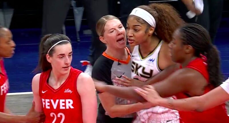 Tempers flare between Caitlin Clark and Angel Reese in WNBA opener as Chicago Sky star is held back from rival