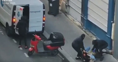Terrifying moment crypto CEO’s daughter, 34, & her child, 2, attacked by knife-wielding kidnap gang on streets of Paris