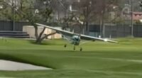 Terrifying moment plane crashes at iconic Riviera Country Club in shock emergency landing as golfers left stunned