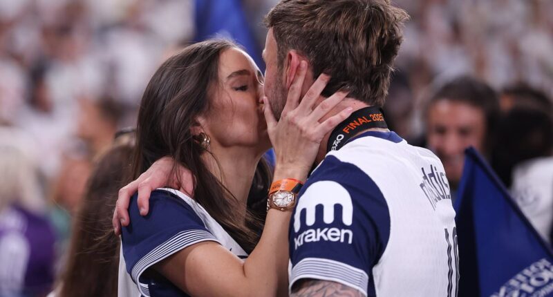 Tottenham stars embrace their WAGs after Europa League final triumph as party begins in Bilbao