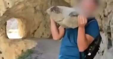 Tourist faces £168,000 fine after launching huge rock from a clifftop into a gorge at popular Spanish beauty spot