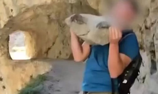 Tourist faces £168,000 fine after launching huge rock from a clifftop into a gorge at popular Spanish beauty spot