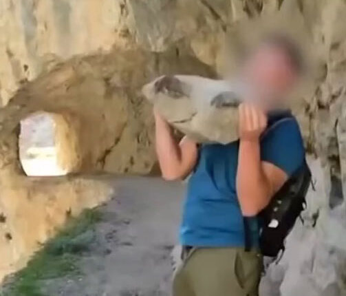 Tourist faces £168,000 fine after launching huge rock from a clifftop into a gorge at popular Spanish beauty spot