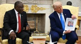 Trump makes South African president squirm by playing 'white genocide' video montage during astonishing Oval Office moment
