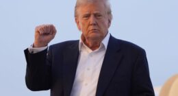President Donald Trump arrives on Air Force One at Joint Base Andrews, Md., Sunday, May 4, 2025. (AP Photo/Manuel Balce Ceneta)