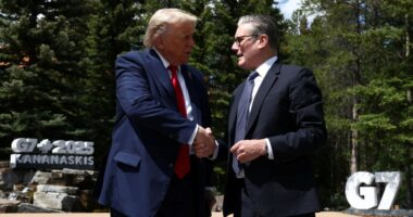 President Trump confirms US-UK trade deal has been signed and is ‘done’ as he meets Starmer at G7 summit in Canada