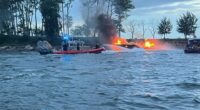 Captain arrested after boat bursts into flames in NYC forcing terrified passengers to leap into water and swim for lives