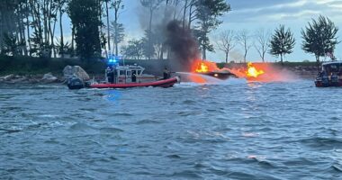 Captain arrested after boat bursts into flames in NYC forcing terrified passengers to leap into water and swim for lives