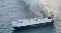 Cargo ship full of electric vehicles abandoned in Pacific Ocean after terrifying fire erupts