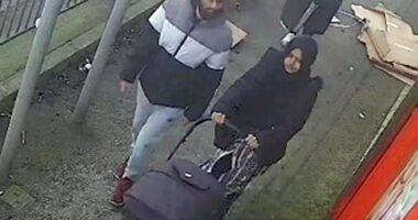 Chilling moment YouTuber stalks wife to refuge before stabbing her to death as she pushed their baby in pram
