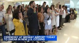 Dozens become US citizens in first-ever naturalization ceremony at Chicago Midway airport: 'It means everything'