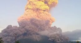 Flight ‘red alert’ issued & tsunami fears as giant SIX-MILE high ash cloud soars from Mount Lewotobi volcano eruption
