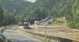 Flooding and rock slides close heavily damaged I-40 section in Smoky Mountains
