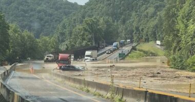 Flooding and rock slides close heavily damaged I-40 section in Smoky Mountains