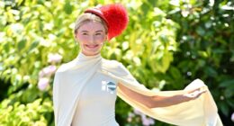 Georgia Toffolo admits she 'can't breathe' in her tight pale yellow dress as she joins Lucy Mecklenburgh at day two of Royal Ascot