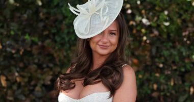 Glamorous revellers brave wet and windy weather as they arrive at Epsom Ladies' Day