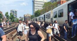 Heatwave hell as passengers are 'slow cooked' on stuck trains for hours amid 34C heat - as nation swelters on hottest day of the year