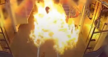 Horrifying moment ‘angry divorcee’ douses rush hour subway train in petrol & lights it on FIRE setting commuters ablaze