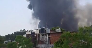 Horror as Gatwick-bound Air India jet with 242 on board crashes just seconds after take-off - with flaming debris and billowing smoke seen near Ahmedabad Airport