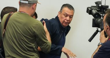 ICE Barbie Kristi Noem's LA riots press conference descends into chaos as Democrat Senator Alex Padilla is thrown out