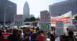 Immigration authorities carry out enforcement activity across Los Angeles amid crowds of protesters